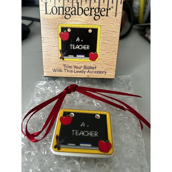 Longaberger Basket A+ Teacher Tie On  NEW in box Ceramic - Picture 1 of 2